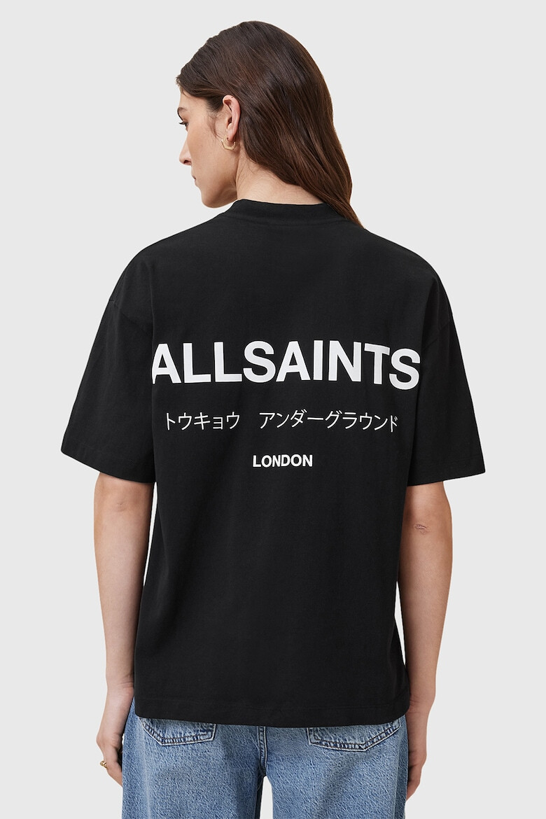 AllSaints Тениска Underground Etta от органичен памук с шарка на гърба - Черен/Бял - Pepit.bg