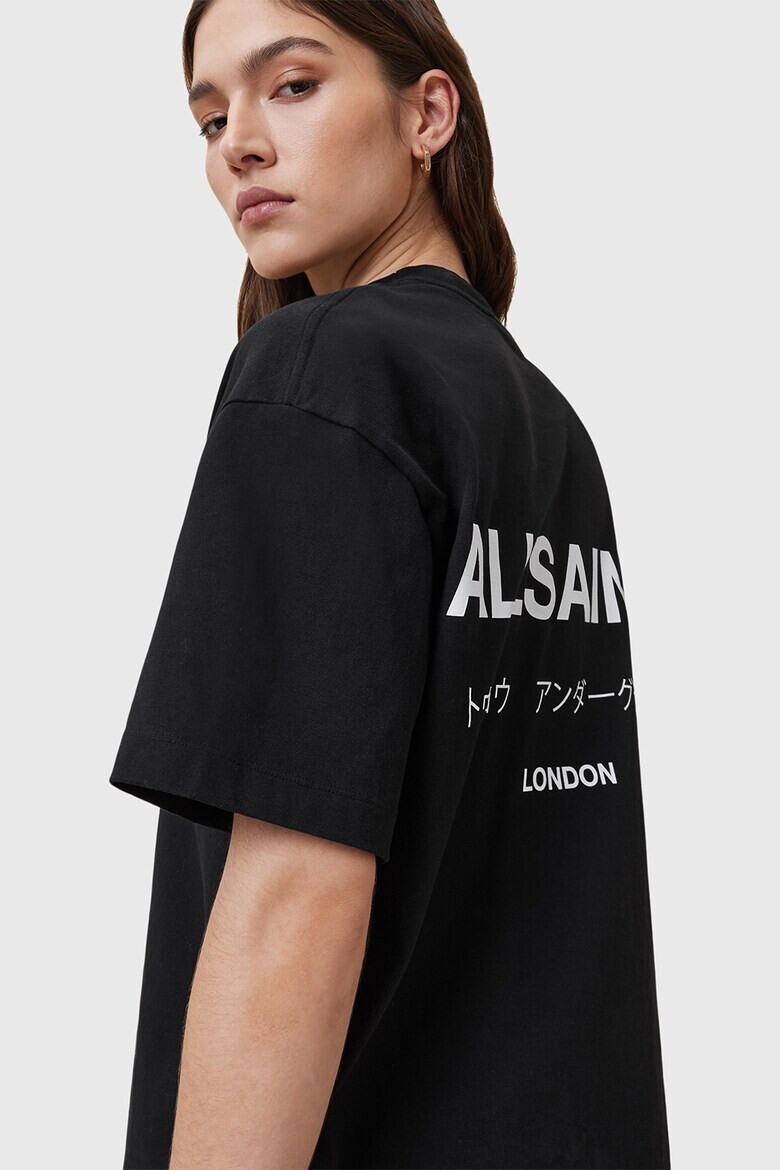 AllSaints Тениска Underground Etta от органичен памук с шарка на гърба - Черен/Бял - Pepit.bg
