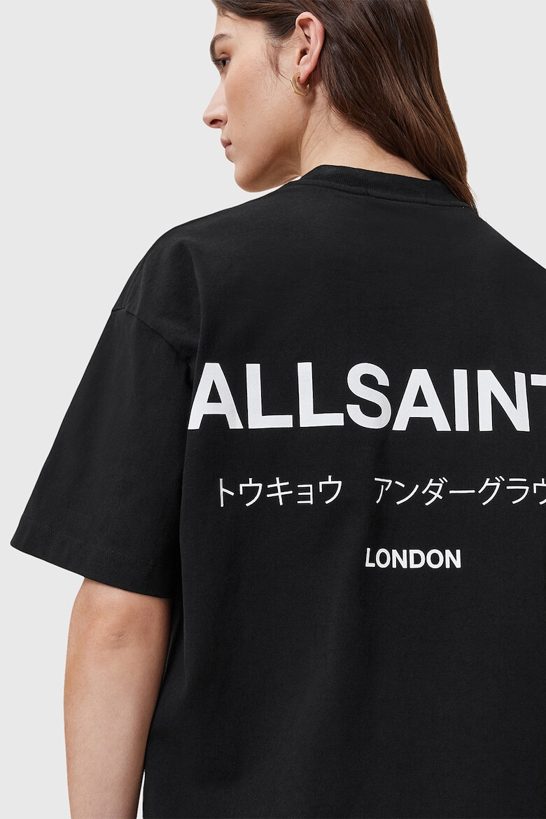 AllSaints Тениска Underground Etta от органичен памук с шарка на гърба - Черен/Бял - Pepit.bg