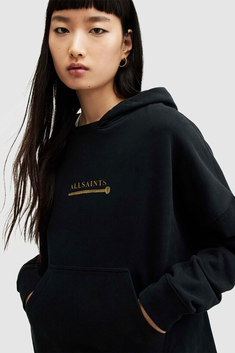 AllSaints Уголемено худи с щампа - Pepit.bg