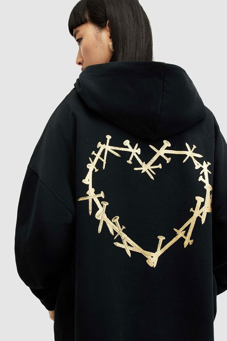 AllSaints Уголемено худи с щампа - Pepit.bg