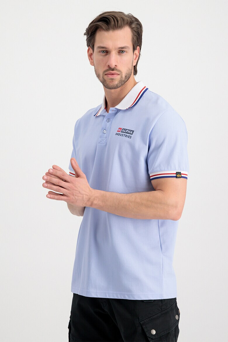 ALPHA INDUSTRIES Тениска от пике с яка - Pepit.bg