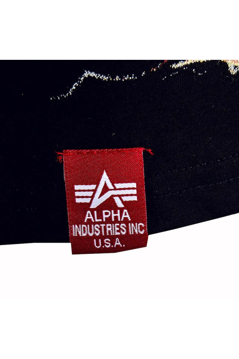 ALPHA INDUSTRIES Тениска с овално деколте и шарка - Pepit.bg