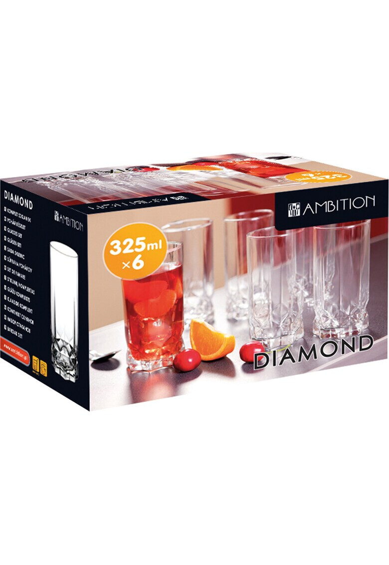 Ambition Комплект 6 чаши Diamond Long drink - Pepit.bg