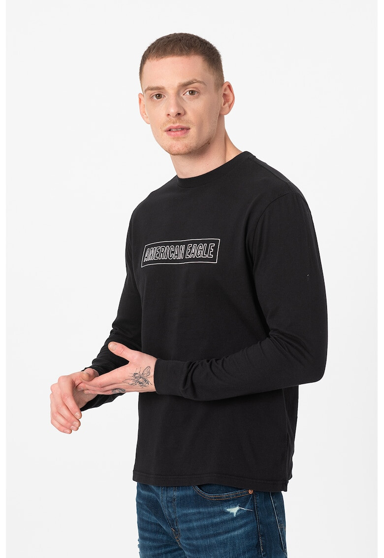 American Eagle Блуза с овално деколте и лого - Pepit.bg