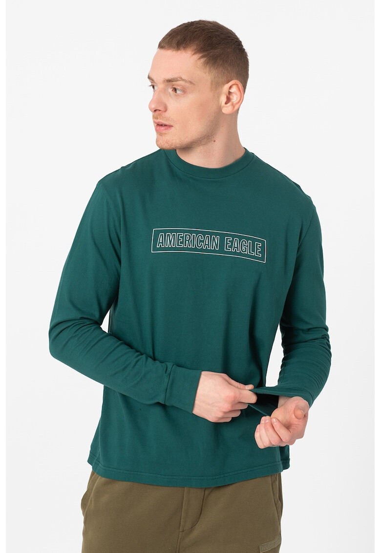 American Eagle Блуза с овално деколте и лого - Pepit.bg