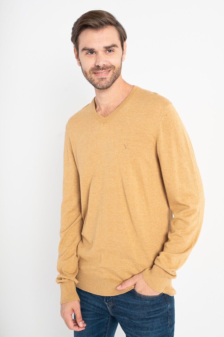 American Eagle Пуловер с шпиц деколте и лого - Pepit.bg