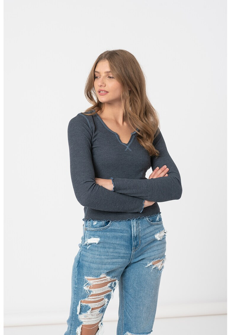 American Eagle Рипсена блуза с шпиц - Pepit.bg