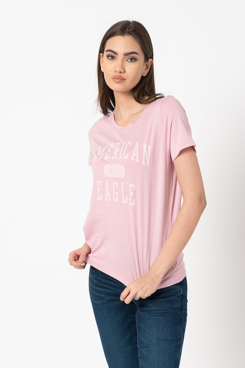 American Eagle Тениска с овално деколте и лого - Pepit.bg