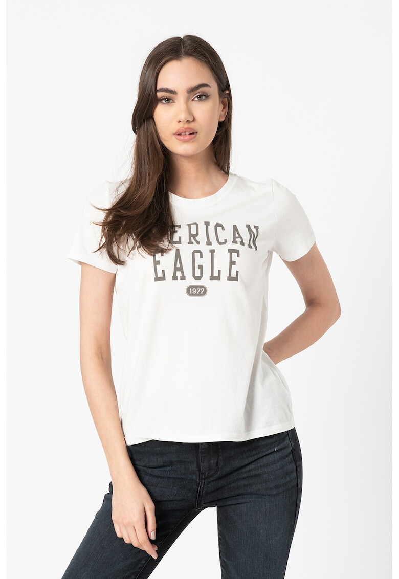 American Eagle Тениска с овално деколте и лого - Pepit.bg