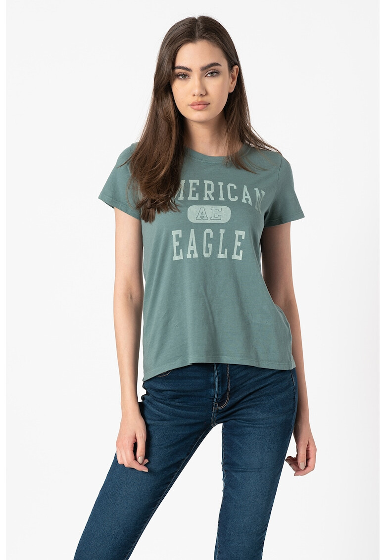American Eagle Тениска с овално деколте и лого - Pepit.bg
