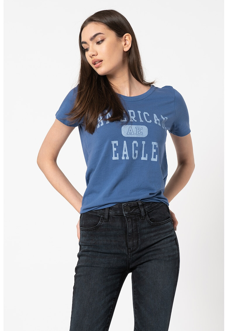 American Eagle Тениска с овално деколте и лого - Pepit.bg