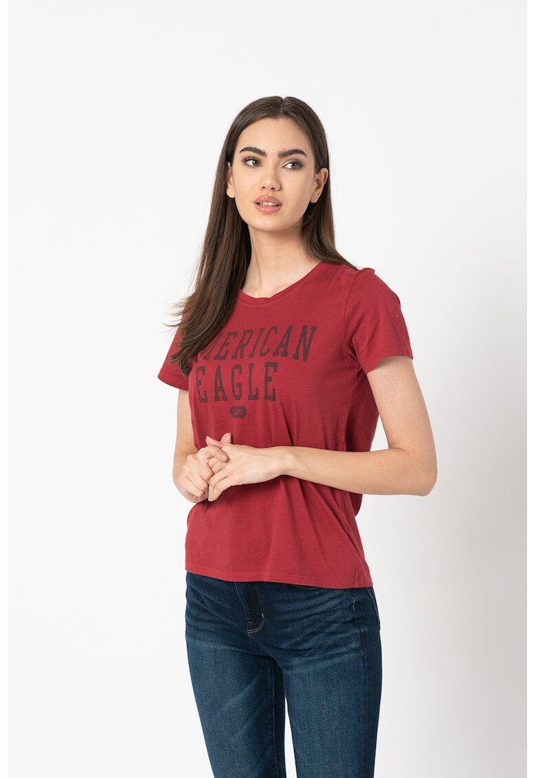 American Eagle Тениска с овално деколте и лого - Pepit.bg
