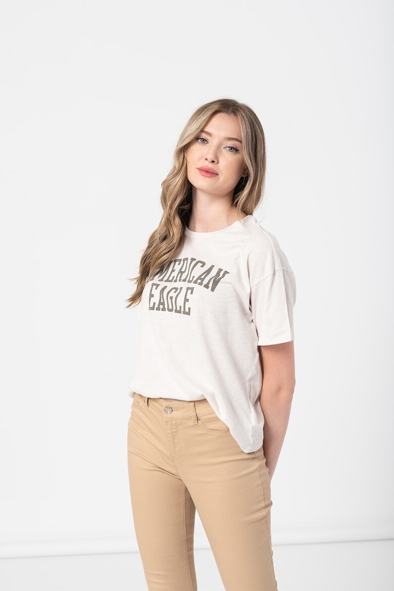 American Eagle Тениска с овално деколте и лого - Pepit.bg