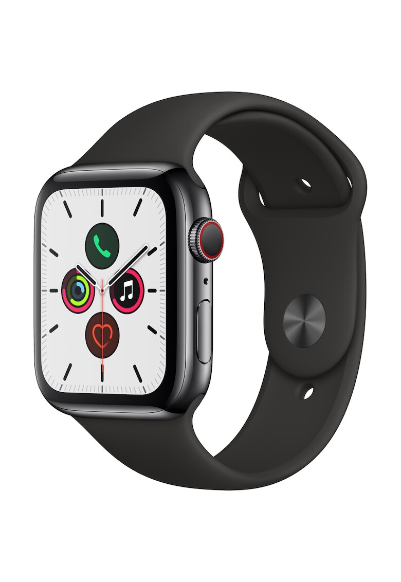 Apple Watch 5 GPS Cellular 44mm Space Black Stainless Steel Case with Black Sport Band - S/M & M/L - Pepit.bg