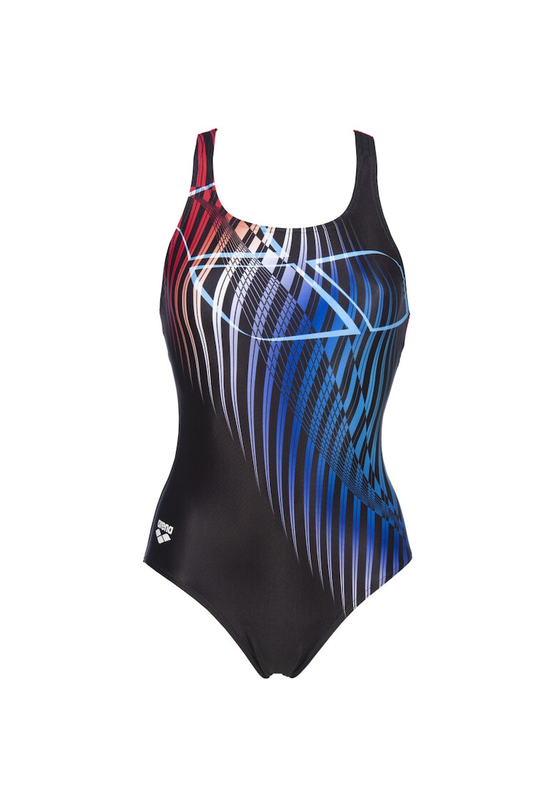 ARENA Бански костюм за жени One Piece Optical Waves 36 Black/Fluo Red - Pepit.bg