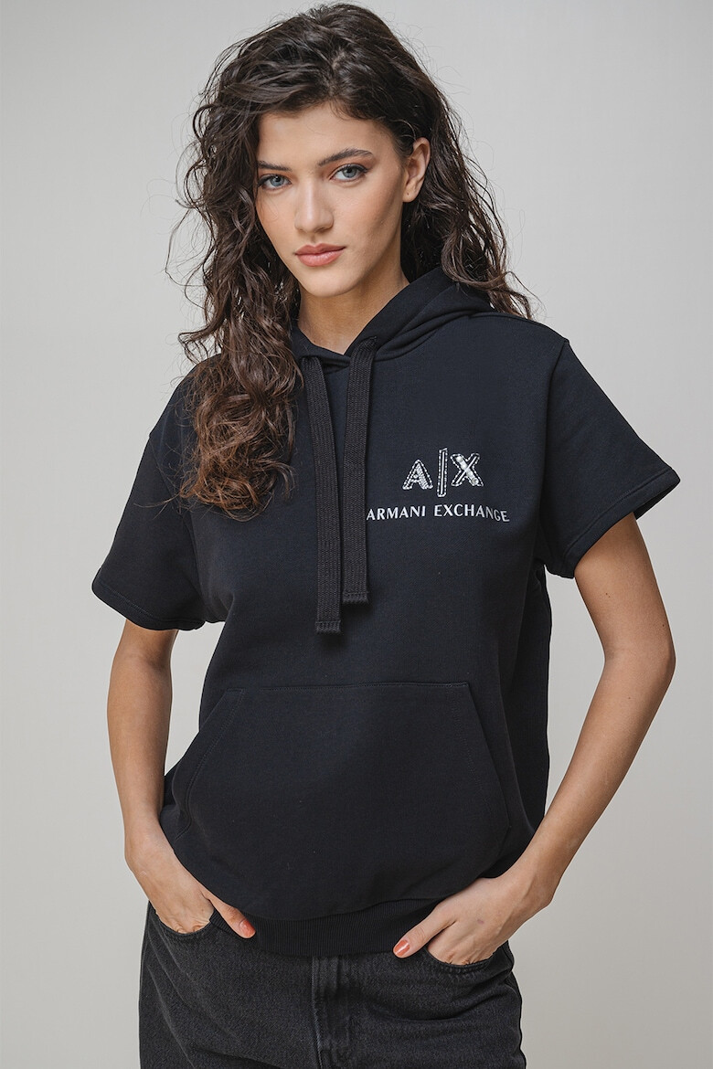 ARMANI EXCHANGE Худи с къси ръкави - Черен - Pepit.bg