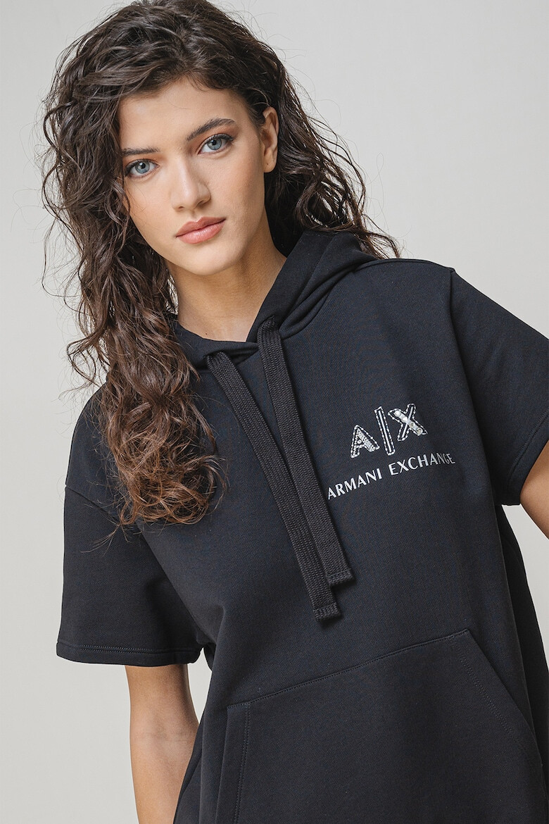 ARMANI EXCHANGE Худи с къси ръкави - Черен - Pepit.bg