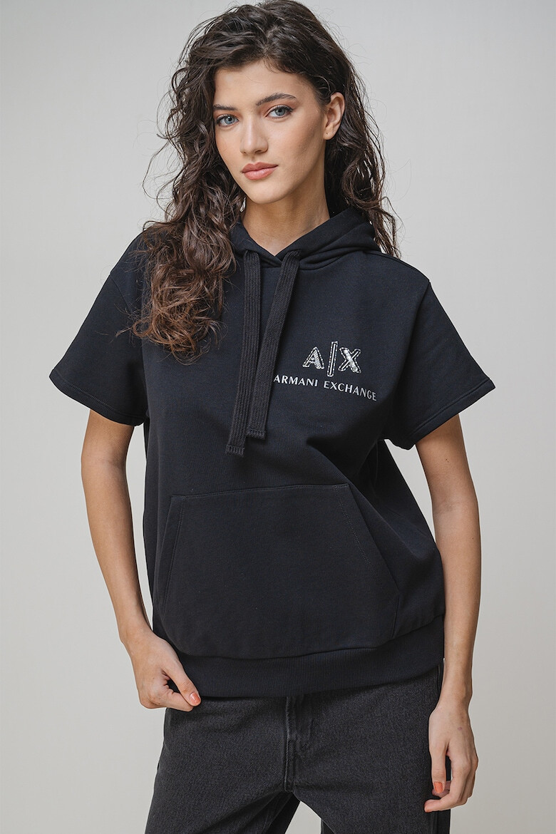 ARMANI EXCHANGE Худи с къси ръкави - Черен - Pepit.bg