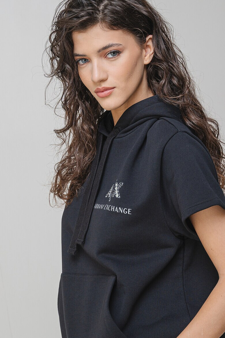 ARMANI EXCHANGE Худи с къси ръкави - Черен - Pepit.bg