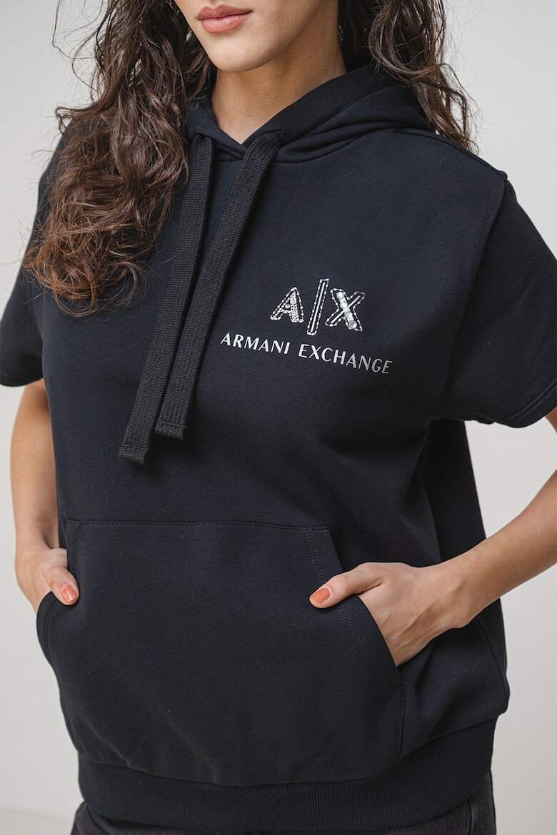 ARMANI EXCHANGE Худи с къси ръкави - Черен - Pepit.bg