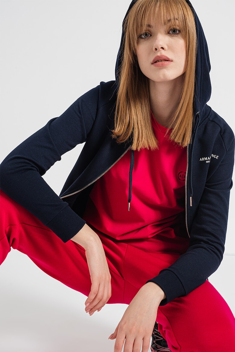 ARMANI EXCHANGE Худи с цип и ръкави реглан - Тъмносин - Pepit.bg
