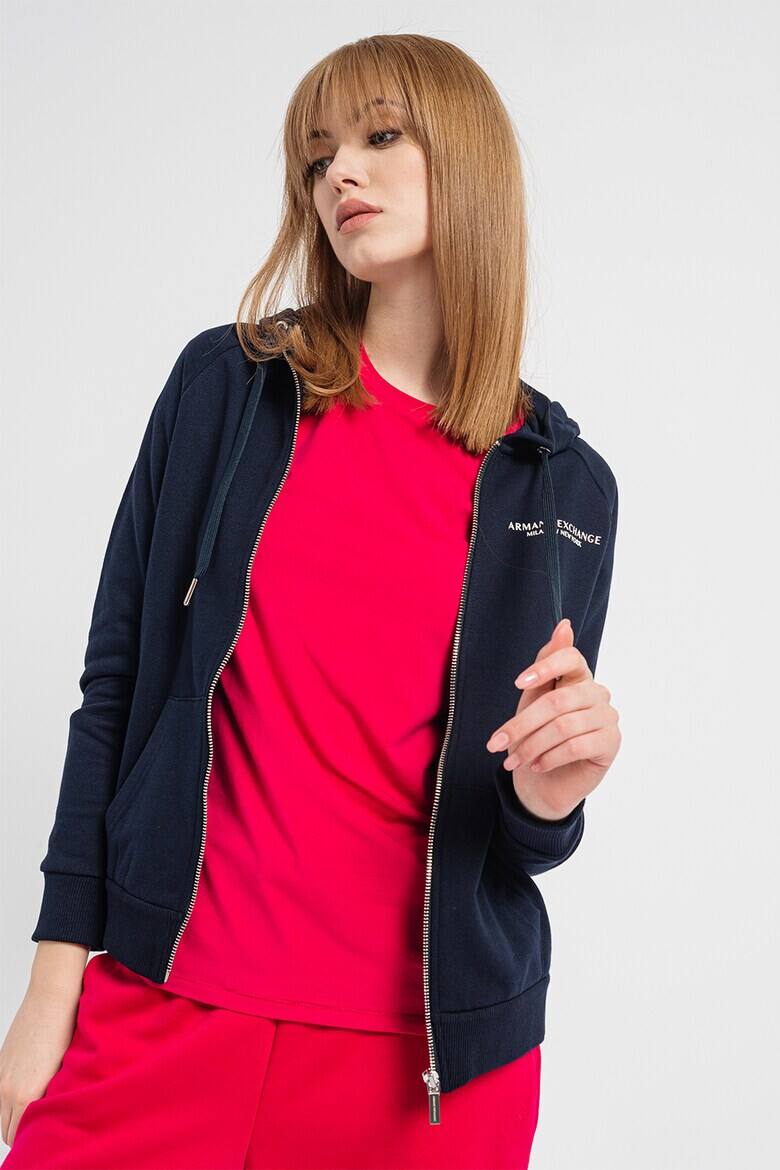 ARMANI EXCHANGE Худи с цип и ръкави реглан - Тъмносин - Pepit.bg
