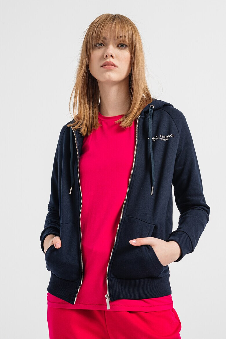 ARMANI EXCHANGE Худи с цип и ръкави реглан - Тъмносин - Pepit.bg