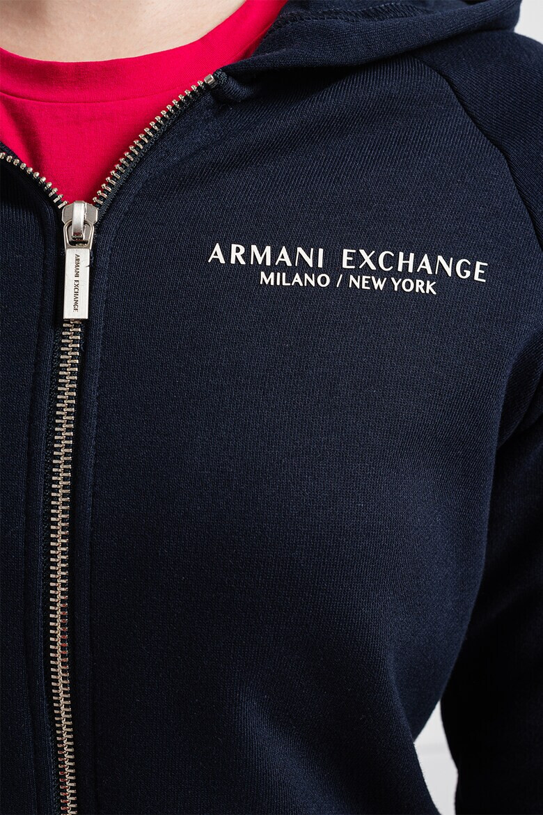 ARMANI EXCHANGE Худи с цип и ръкави реглан - Тъмносин - Pepit.bg