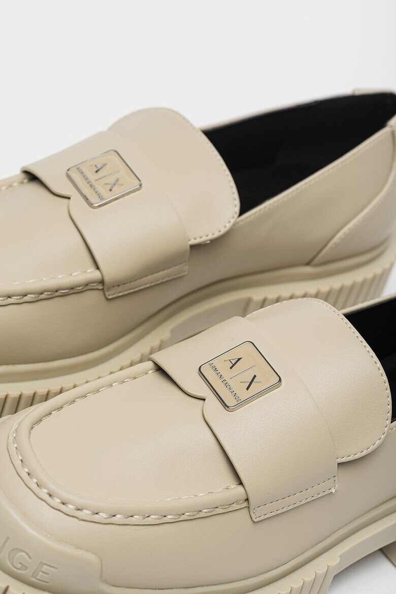 ARMANI EXCHANGE Кожени мокасини с платформа и лого - Pepit.bg