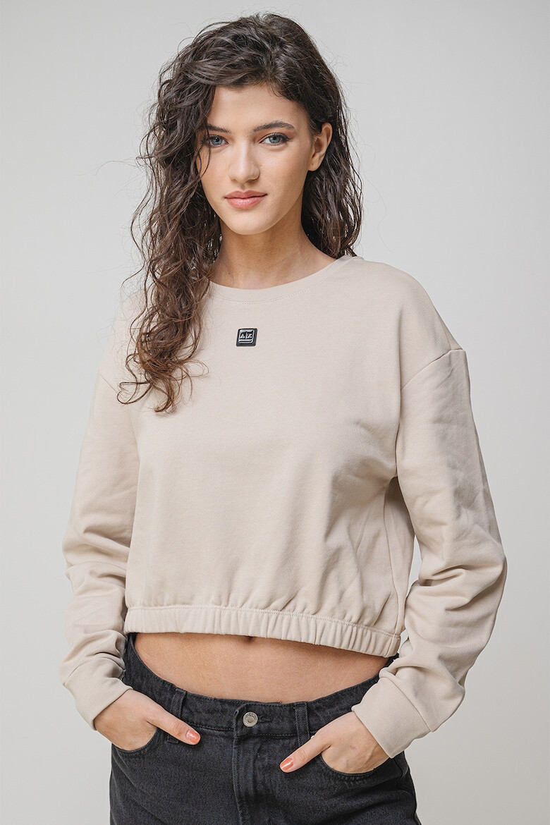ARMANI EXCHANGE Къс суитшърт с лого - Слонова кост - Pepit.bg