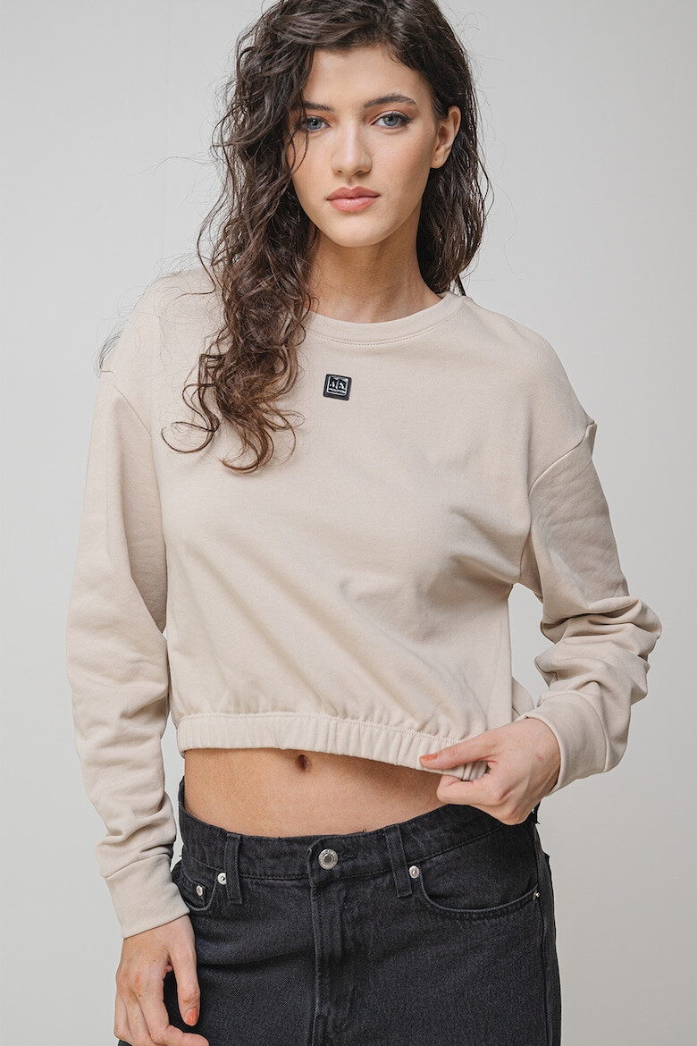 ARMANI EXCHANGE Къс суитшърт с лого - Слонова кост - Pepit.bg