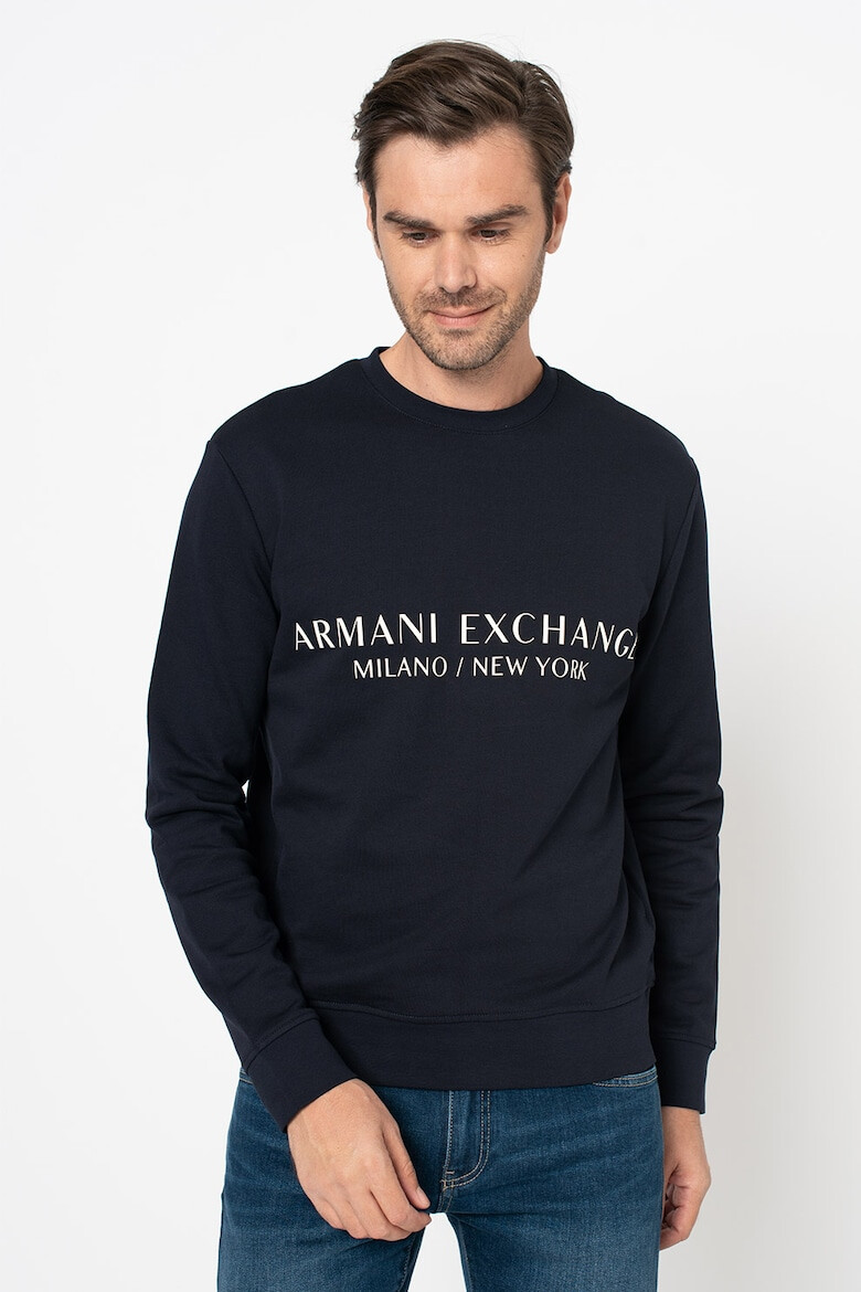 ARMANI EXCHANGE Памучен суитшърт с лого - Мръснобял - Тъмносин - - Pepit.bg