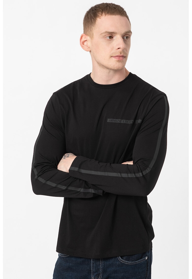 ARMANI EXCHANGE Памучна блуза с овално деколте - Pepit.bg