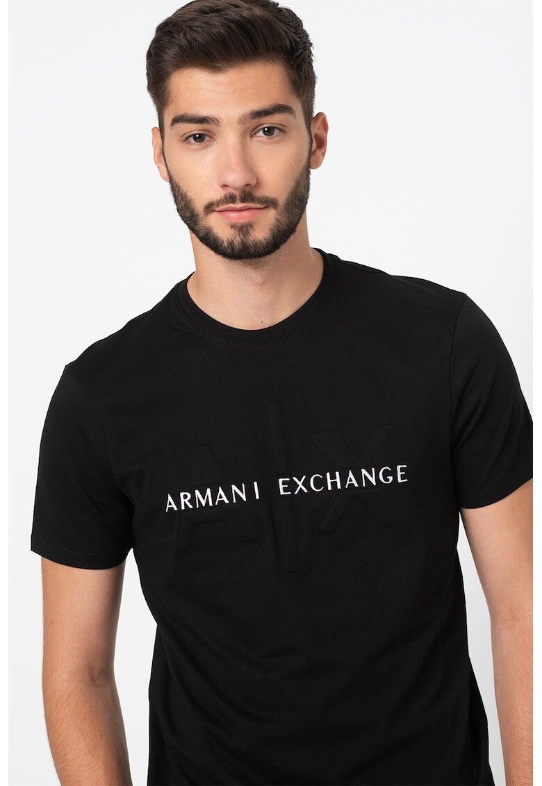 ARMANI EXCHANGE Памучна тениска с бродирано лого - Pepit.bg