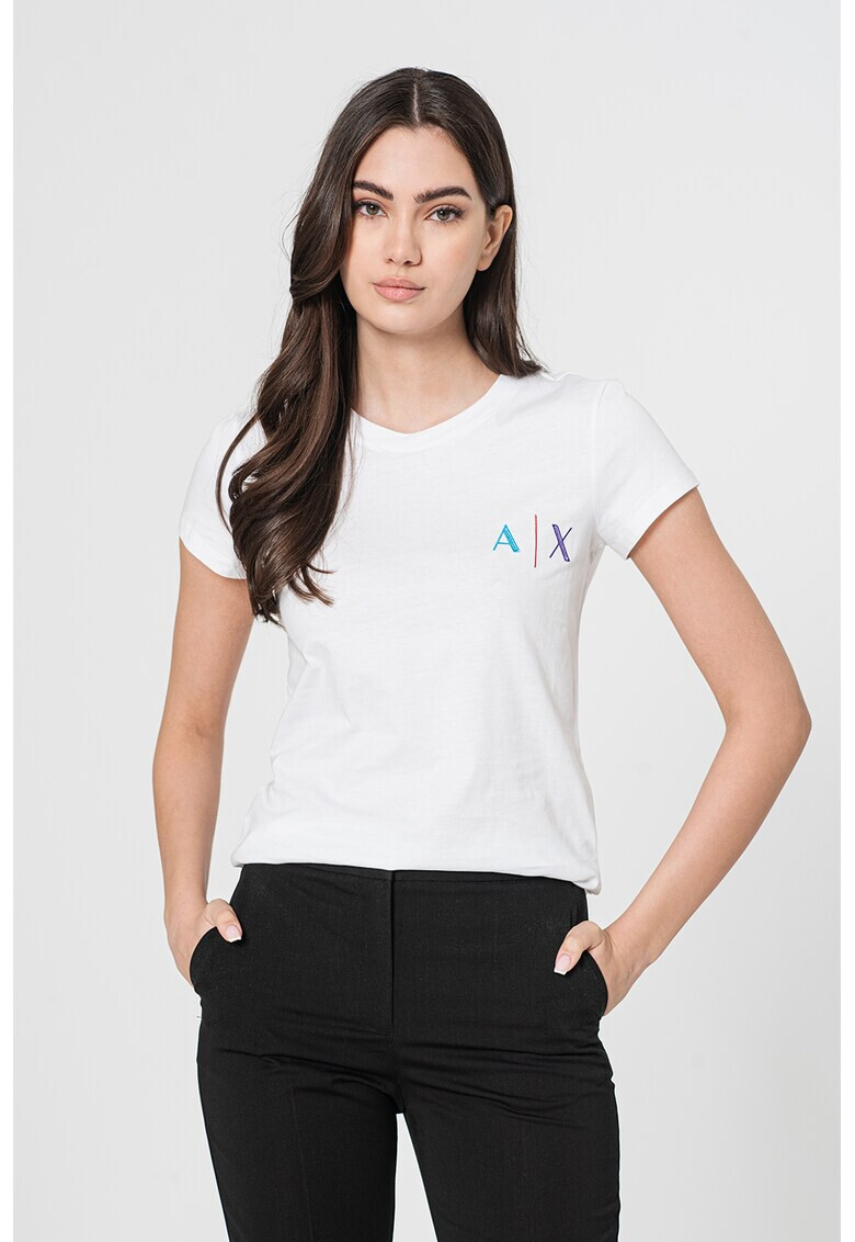 ARMANI EXCHANGE Памучна тениска с бродирано лого - Pepit.bg