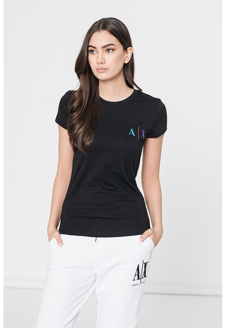 ARMANI EXCHANGE Памучна тениска с бродирано лого - Pepit.bg