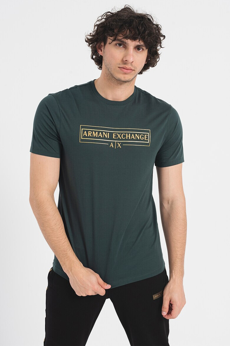 ARMANI EXCHANGE Памучна тениска с бродирано лого - Pepit.bg