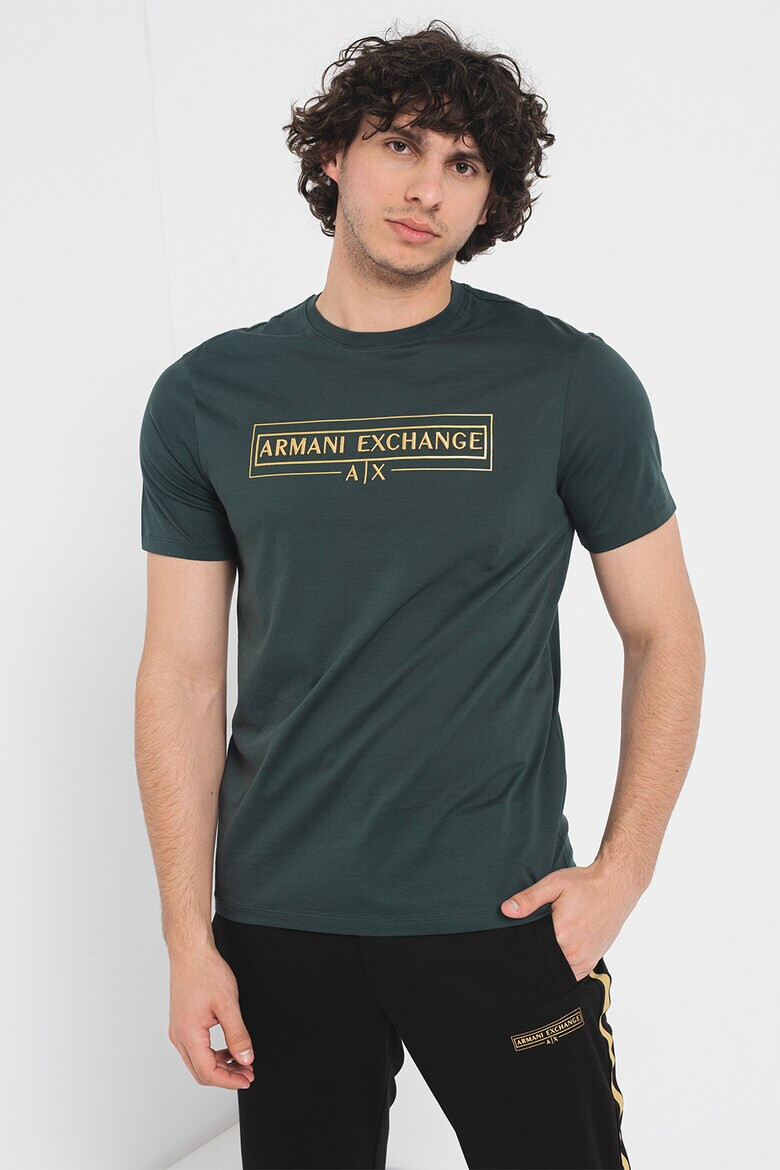 ARMANI EXCHANGE Памучна тениска с бродирано лого - Pepit.bg