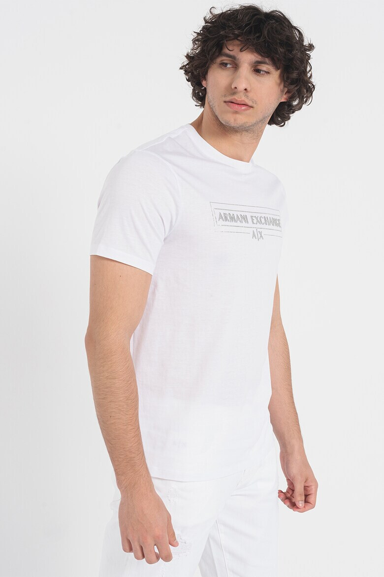 ARMANI EXCHANGE Памучна тениска с бродирано лого - Pepit.bg
