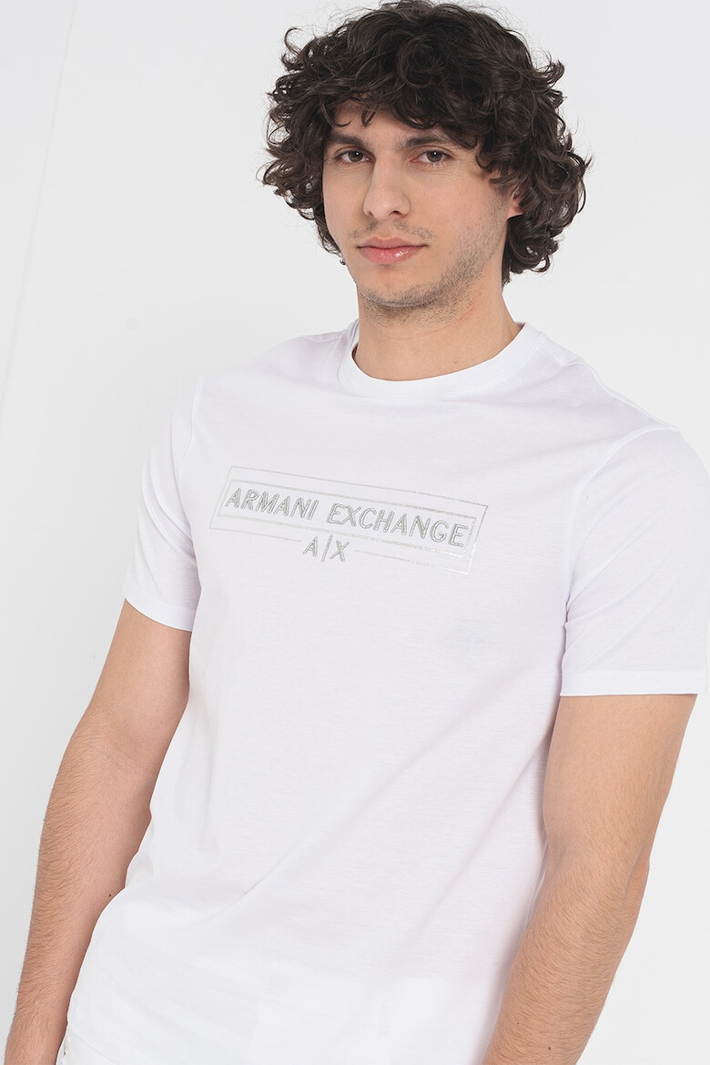 ARMANI EXCHANGE Памучна тениска с бродирано лого - Pepit.bg