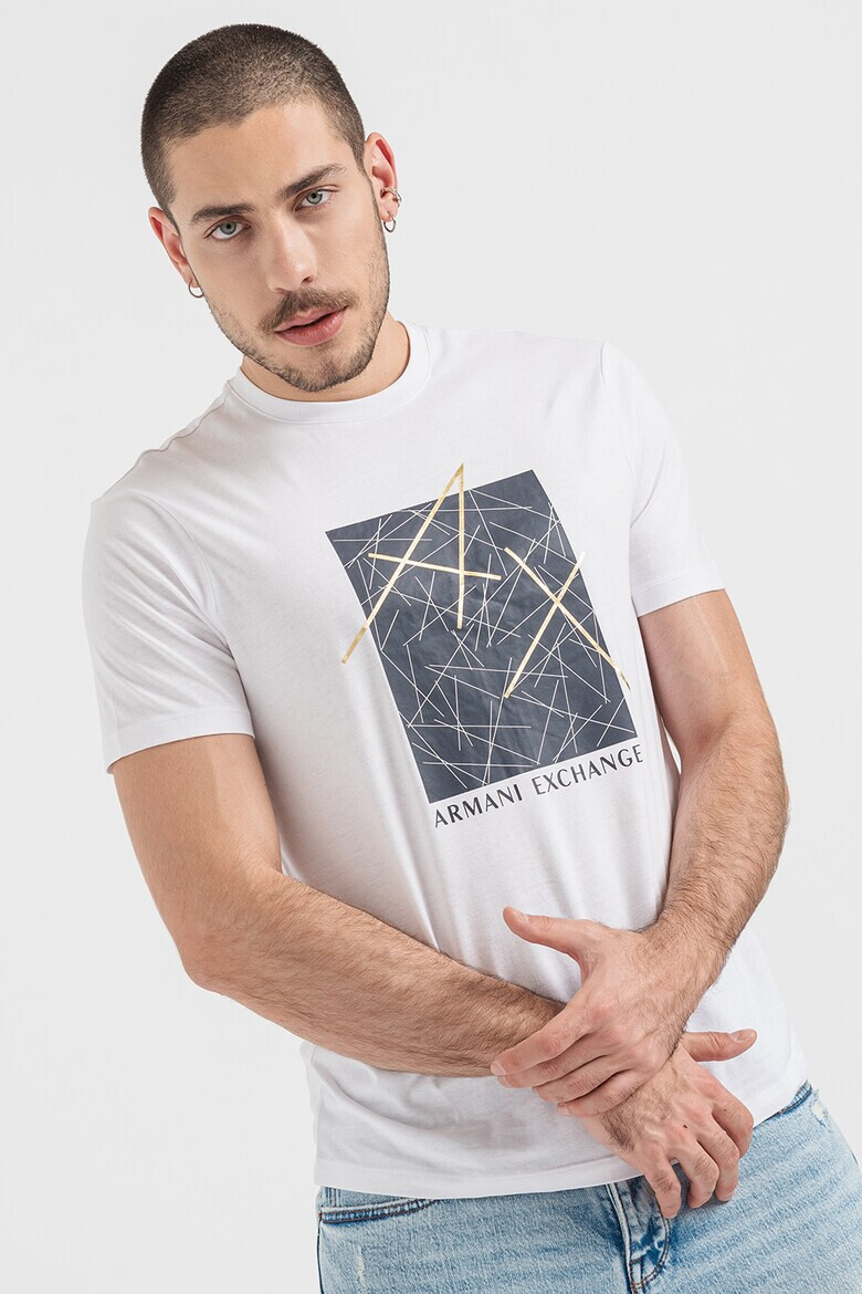 ARMANI EXCHANGE Памучна тениска с лого - Pepit.bg