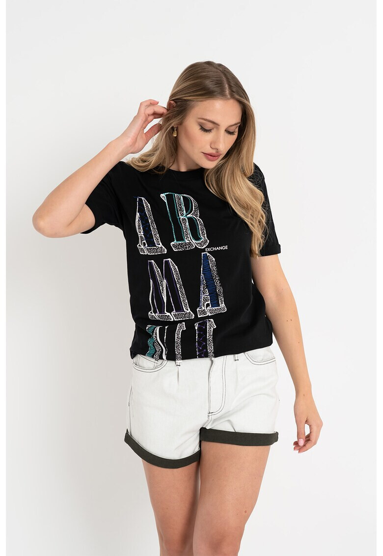 ARMANI EXCHANGE Памучна тениска с лого - Pepit.bg