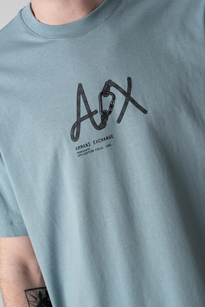 ARMANI EXCHANGE Памучна тениска с лого - Прашно синьо - Pepit.bg