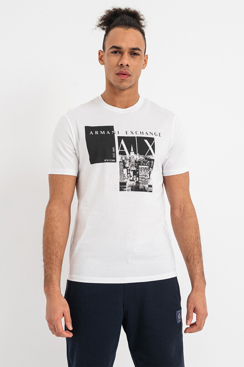 ARMANI EXCHANGE Памучна тениска с лого - Pepit.bg