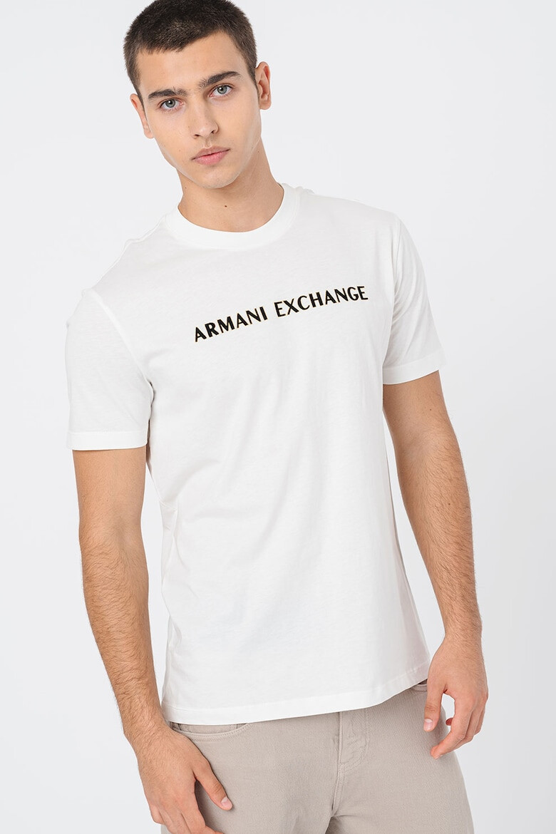 ARMANI EXCHANGE Памучна тениска с овално деколте - Pepit.bg