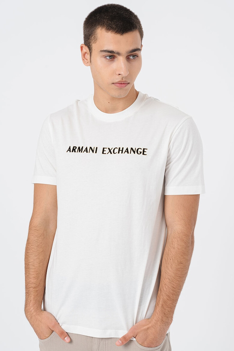 ARMANI EXCHANGE Памучна тениска с овално деколте - Pepit.bg