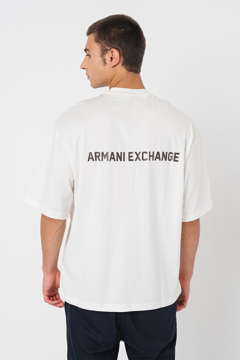 ARMANI EXCHANGE Памучна тениска с овално деколте и лого - Pepit.bg