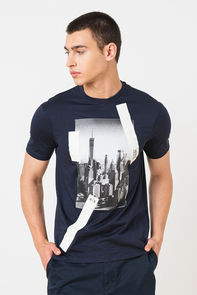 ARMANI EXCHANGE Памучна тениска с шарка - Pepit.bg