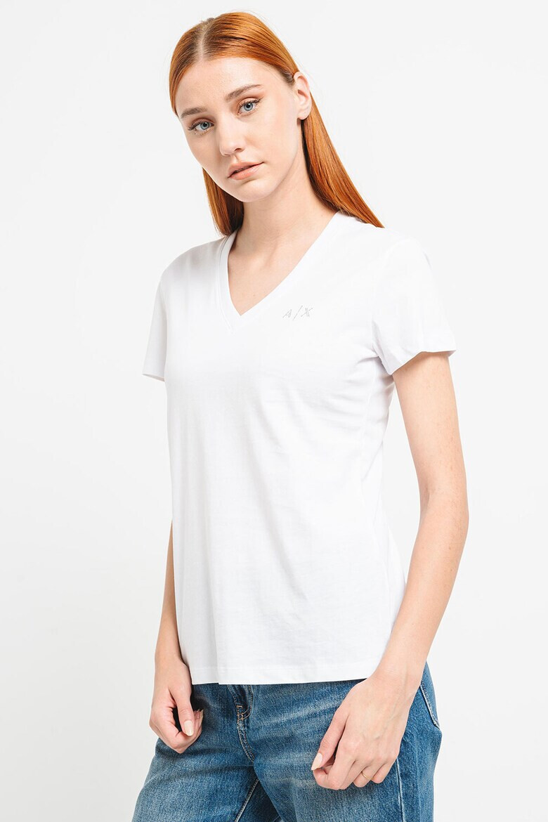 ARMANI EXCHANGE Памучна тениска с шпиц - Pepit.bg